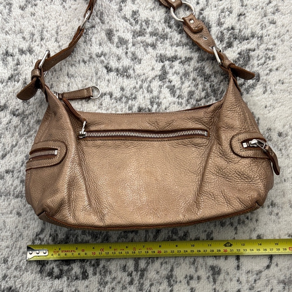 Vintage Golden Brown Roots genuine Leather Shoulder Bag
